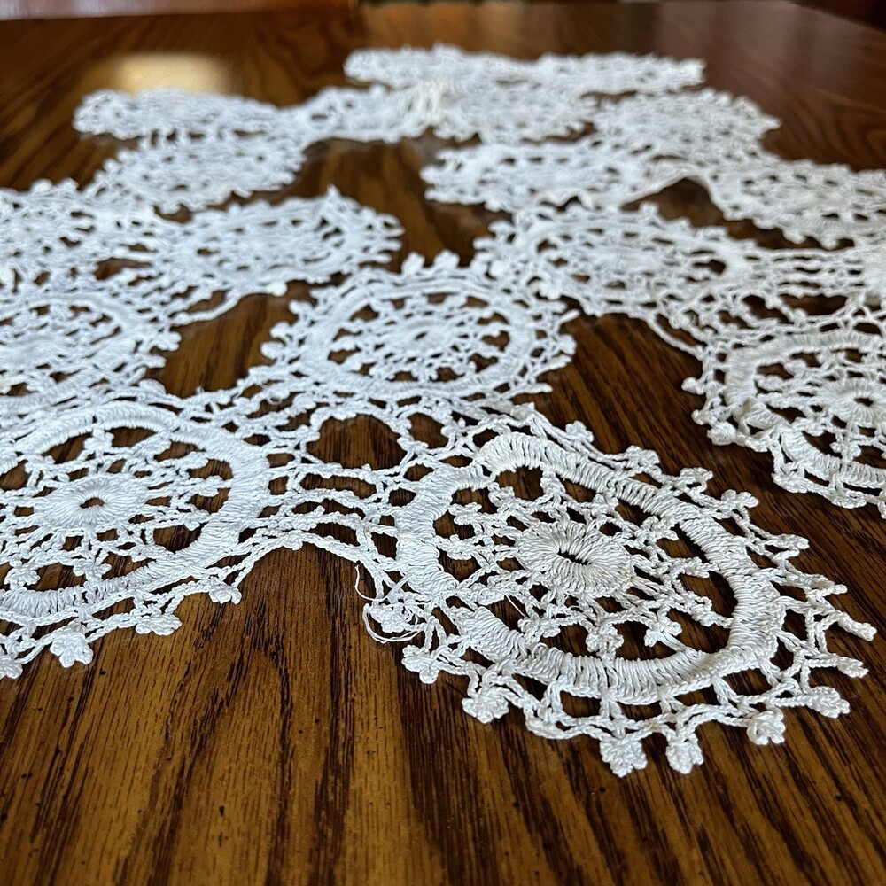 VTG Lot Of 6 Crochet Off White 4” Round Cotton Doily Cottage Granny Table Scarf